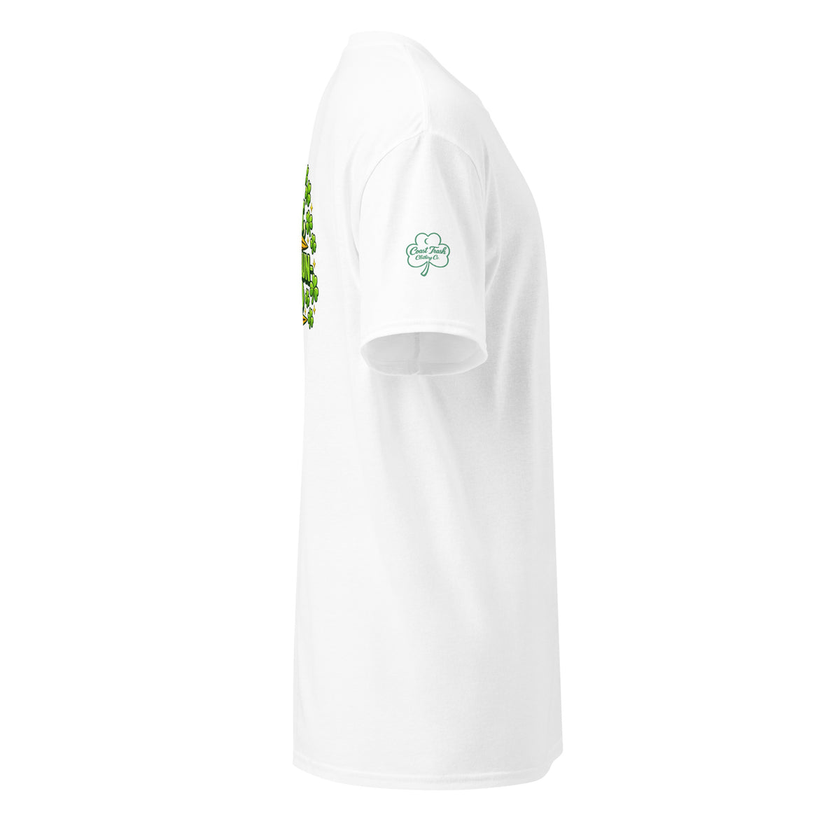 White I’m Not Short St. Pat’s Tee, St. Patrick’s sleeve logo