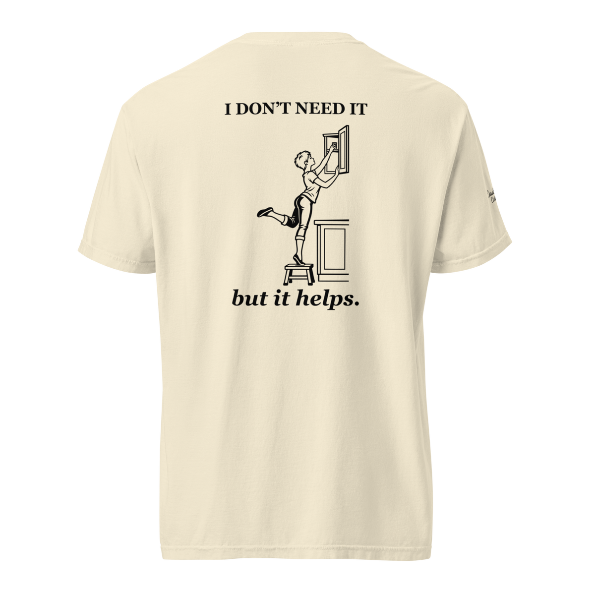 A Little Help Tee in Ivory, back view.