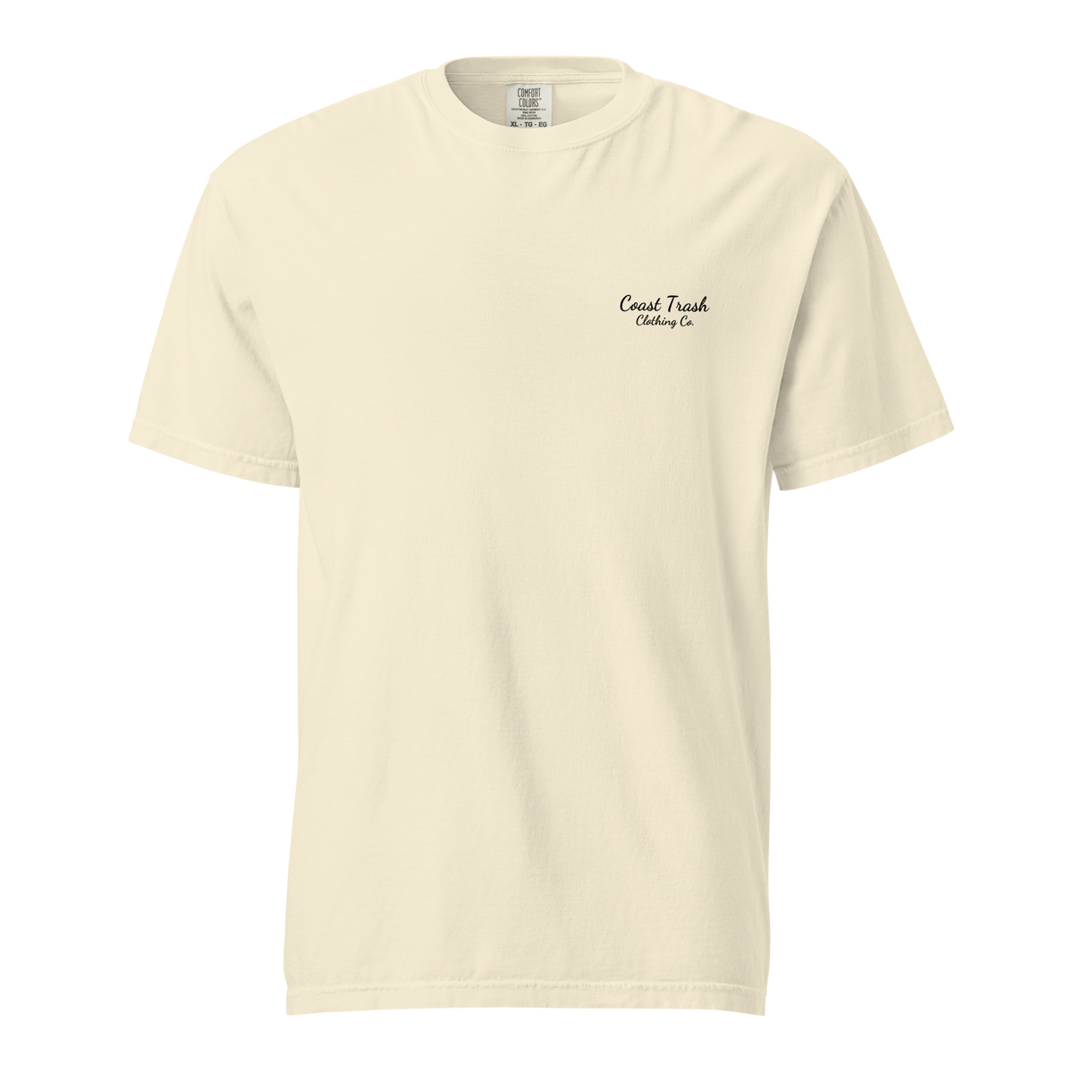 A Little Help Tee, Ivory, front view with artwork at the wearer's left chest pocket position