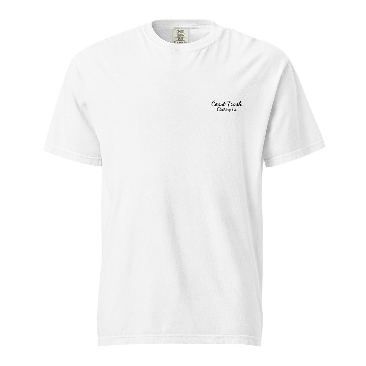 A Little Help Tee, White, front view with artwork at the wearer's left chest pocket position