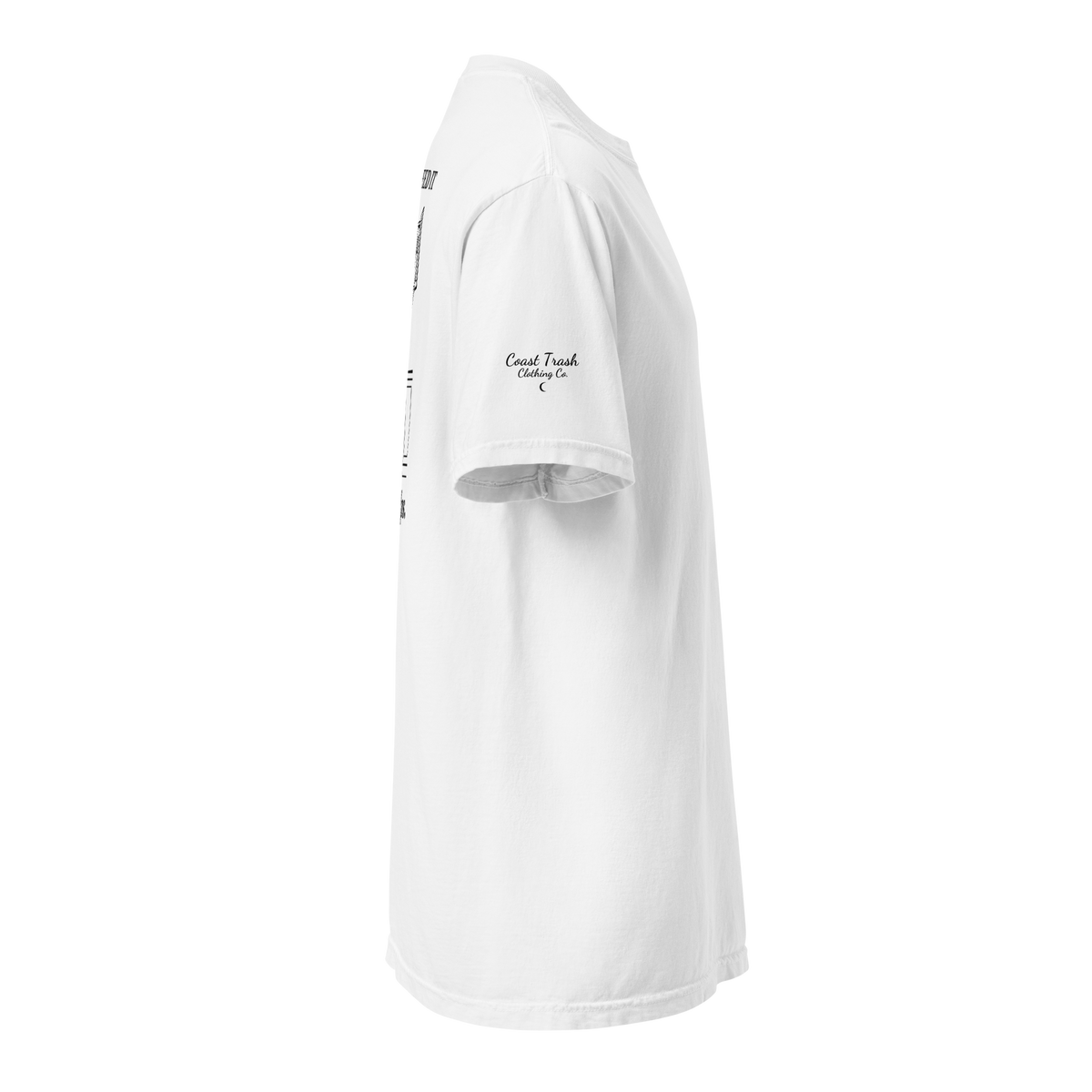 A Little Help Tee in White, right sleeve view.