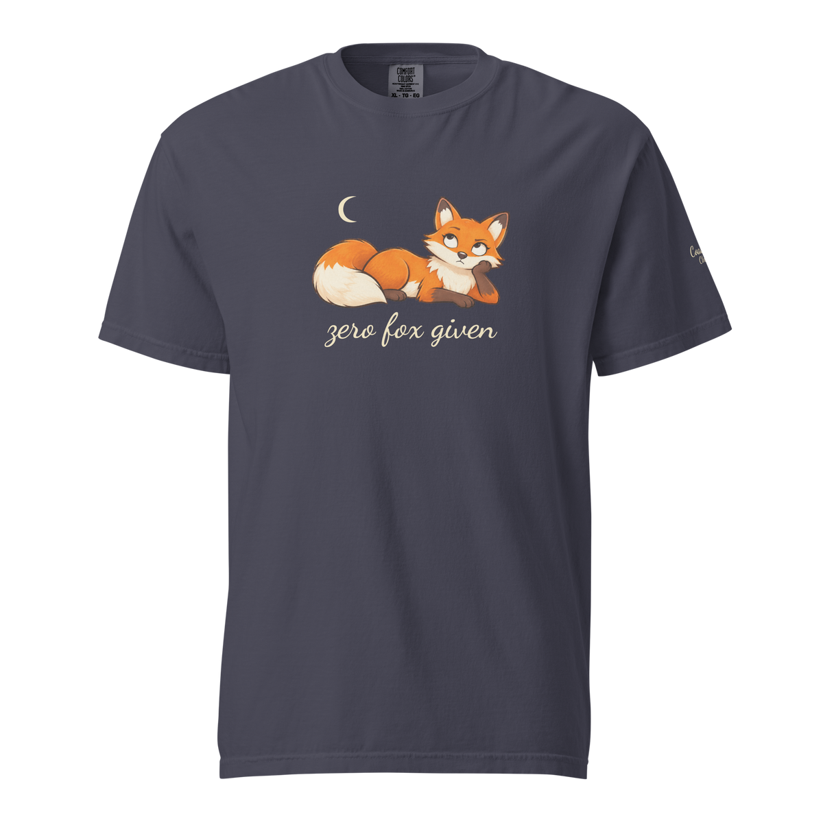 Navy Josephine’s Zero Fox Given Tee, front with Josephine fox, crescent moon, and cream zero fox given script.