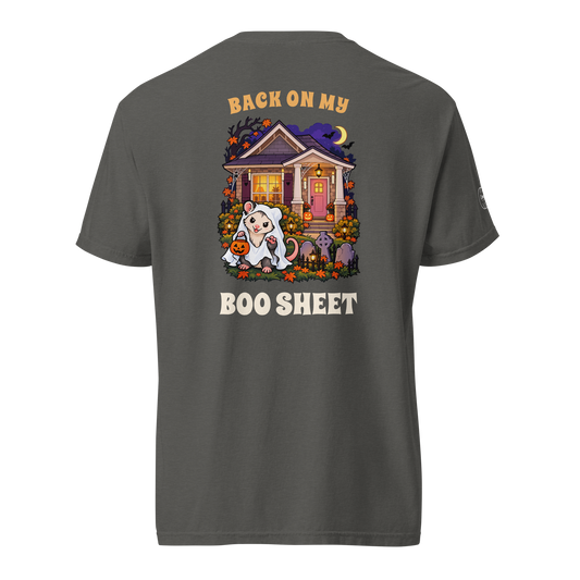 Ophelia’s Back on My Boo Sheet Tee, pepper, back view