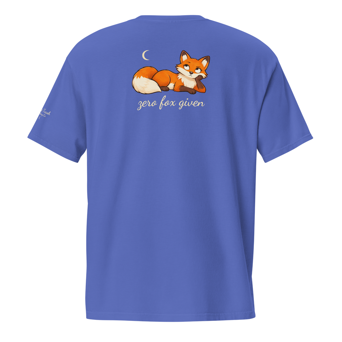 Flo Blue Josephine’s Zero Fox Given Pocket Tee, back with Josephine fox, crescent moon, and cream zero fox given script.